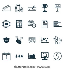 Set Of 20 Universal Editable Icons. Can Be Used For Web, Mobile And App Design. Includes Icons Such As Money Trasnfer, Computer, Graduation And More.