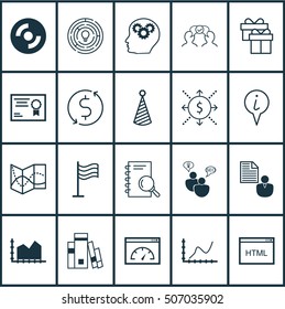 Set Of 20 Universal Editable Icons. Can Be Used For Web, Mobile And App Design. Includes Icons Such As Cooperation, SEO Brainstorm, Coding And More.