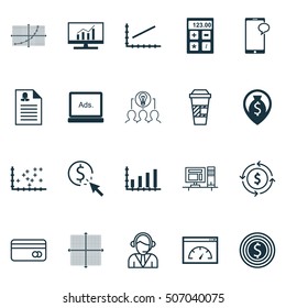 Set Of 20 Universal Editable Icons. Can Be Used For Web, Mobile And App Design. Includes Icons Such As Takeaway Coffee, Dynamics, Female Application And More.