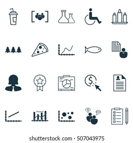 Set Of 20 Universal Editable Icons. Can Be Used For Web, Mobile And App Design. Includes Icons Such As Line Graph, Female Application, Keyword Optimisation And More.