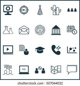 Set Of 20 Universal Editable Icons. Can Be Used For Web, Mobile And App Design. Includes Icons Such As Conference, Road Map, Holiday Ornament And More.