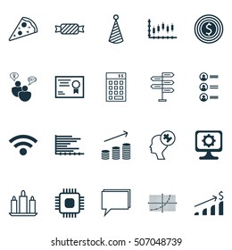 Set Of 20 Universal Editable Icons. Can Be Used For Web, Mobile And App Design. Includes Icons Such As Conference, Successful Investment, Job Applicants And More.