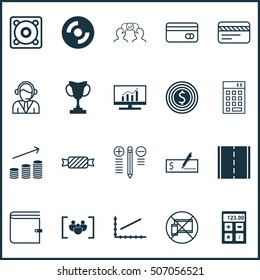 Set Of 20 Universal Editable Icons. Can Be Used For Web, Mobile And App Design. Includes Icons Such As Market Research, Music, Bank Payment And More.