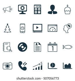 Set Of 20 Universal Editable Icons. Can Be Used For Web, Mobile And App Design. Includes Icons Such As Fishing, Cellular Data, Birthday Cake And More.