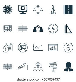 Set Of 20 Universal Editable Icons. Can Be Used For Web, Mobile And App Design. Includes Icons Such As Changes Graph, Report, Business Woman And More.