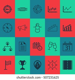 Set Of 20 Universal Editable Icons. Can Be Used For Web, Mobile And App Design. Includes Icons Such As Tree Structure, Tournament, Money Navigation And More.