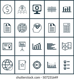 Set Of 20 Universal Editable Icons. Can Be Used For Web, Mobile And App Design. Includes Icons Such As Bars Chart, Keyword Marketing, Keyword Optimisation And More.