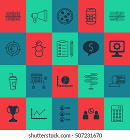 Set Of 20 Universal Editable Icons. Can Be Used For Web, Mobile And App Design. Includes Icons Such As Business Deal, Winter, Changes Graph And More.