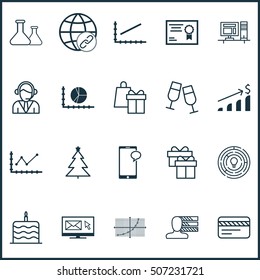 Set Of 20 Universal Editable Icons. Can Be Used For Web, Mobile And App Design. Includes Icons Such As Personal Skills, Bank Card, Celebration Cake And More.