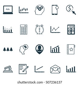Set Of 20 Universal Editable Icons. Can Be Used For Web, Mobile And App Design. Includes Icons Such As Messaging, Brain Process, Investment And More.