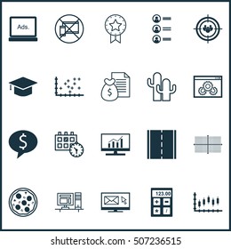 Set Of 20 Universal Editable Icons. Can Be Used For Web, Mobile And App Design. Includes Icons Such As Pizza Meal, Newsletter, Computer And More.
