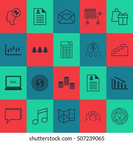 Set Of 20 Universal Editable Icons. Can Be Used For Web, Mobile And App Design. Includes Icons Such As Female Application, Collaborative Solution, Holiday Ornament And More.
