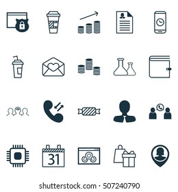 Set Of 20 Universal Editable Icons. Can Be Used For Web, Mobile And App Design. Includes Icons Such As Security, Wallet, Coins Growth And More.