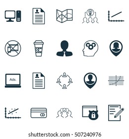 Set Of 20 Universal Editable Icons. Can Be Used For Web, Mobile And App Design. Includes Icons Such As Digital Media, Pin Employee, Security And More.