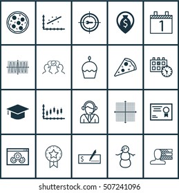 Set Of 20 Universal Editable Icons. Can Be Used For Web, Mobile And App Design. Includes Icons Such As Present Badge, Cooperation, Operator And More.