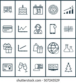 Set Of 20 Universal Editable Icons. Can Be Used For Web, Mobile And App Design. Includes Icons Such As Messaging, Successful Investment, Innovation And More.