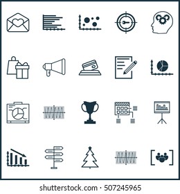 Set Of 20 Universal Editable Icons. Can Be Used For Web, Mobile And App Design. Includes Icons Such As Opportunity, Circle Graph, Keyword Marketing And More.