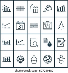 Set Of 20 Universal Editable Icons. Can Be Used For Web, Mobile And App Design. Includes Icons Such As Fail Graph, Birthday Cake, Profit Graph And More.