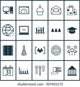 Set Of 20 Universal Editable Icons. Can Be Used For Web, Mobile And App Design. Includes Icons Such As Greeting Email, Personal Skills, Date And More.