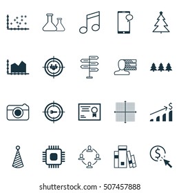 Set Of 20 Universal Editable Icons. Can Be Used For Web, Mobile And App Design. Includes Icons Such As Messaging, Personal Skills, Graphical Grid And More.