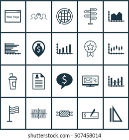 Set Of 20 Universal Editable Icons. Can Be Used For Web, Mobile And App Design. Includes Icons Such As Coaching, Sequence Graphics, Dynamics And More.