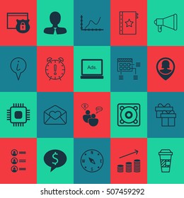 Set Of 20 Universal Editable Icons. Can Be Used For Web, Mobile And App Design. Includes Icons Such As Time Management, SEO Brainstorm, Locate And More.