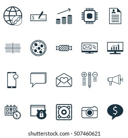 Set Of 20 Universal Editable Icons. Can Be Used For Web, Mobile And App Design. Includes Icons Such As Bank Payment, Greeting Email, Connectivity And More.