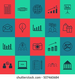 Set Of 20 Universal Editable Icons. Can Be Used For Web, Mobile And App Design. Includes Icons Such As Investment, Street, Collaborative Solution And More.
