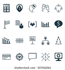 Set Of 20 Universal Editable Icons. Can Be Used For Web, Mobile And App Design. Includes Icons Such As Fail Graph, Collaboration, Financial And More.