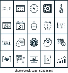 Set Of 20 Universal Editable Icons. Can Be Used For Web, Mobile And App Design. Includes Icons Such As Locate, Market Research, Loading Speed And More.