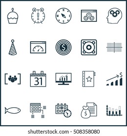 Set Of 20 Universal Editable Icons. Can Be Used For Web, Mobile And App Design. Includes Icons Such As Business Goal, Successful Investment, Square Diagram And More.