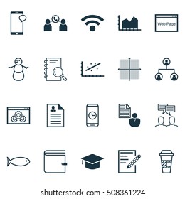 Set Of 20 Universal Editable Icons. Can Be Used For Web, Mobile And App Design. Includes Icons Such As Fishing, Report, Graduation And More.