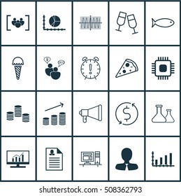 Set Of 20 Universal Editable Icons. Can Be Used For Web, Mobile And App Design. Includes Icons Such As Frozen Food, SEO Brainstorm, Chemical And More.
