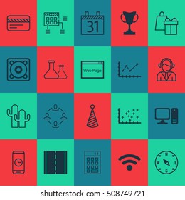 Set Of 20 Universal Editable Icons. Can Be Used For Web, Mobile And App Design. Includes Icons Such As Schedule, Photo Camera, Date And More.
