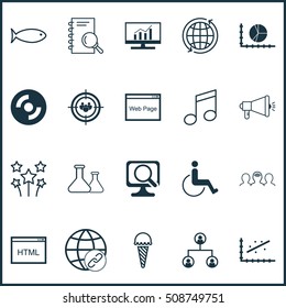Set Of 20 Universal Editable Icons. Can Be Used For Web, Mobile And App Design. Includes Icons Such As Circle Graph, Coaching, World And More.