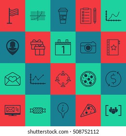 Set Of 20 Universal Editable Icons. Can Be Used For Web, Mobile And App Design. Includes Icons Such As Info Pointer, Sweet, Newsletter And More.
