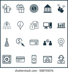 Set Of 20 Universal Editable Icons. Can Be Used For Web, Mobile And App Design. Includes Icons Such As Call Duration, Music, Education Center And More.