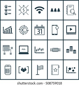 Set Of 20 Universal Editable Icons. Can Be Used For Web, Mobile And App Design. Includes Icons Such As Job Applicants, Warranty, Wireless And More.