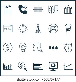 Set Of 20 Universal Editable Icons. Can Be Used For Web, Mobile And App Design. Includes Icons Such As Bars Chart, Birthday Hat, Wax And More.
