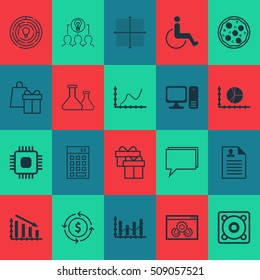 Set Of 20 Universal Editable Icons. Can Be Used For Web, Mobile And App Design. Includes Icons Such As Website Performance, Money Recycle, Raise Diagram And More.