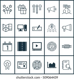 Set Of 20 Universal Editable Icons. Can Be Used For Web, Mobile And App Design. Includes Icons Such As Decision Making, Sequence Graphics, Media Campaign And More.