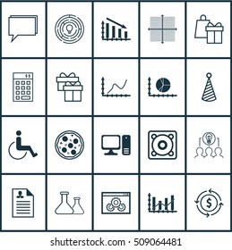 Set Of 20 Universal Editable Icons. Can Be Used For Web, Mobile And App Design. Includes Icons Such As Curriculum Vitae, Accessibility, Collaborative Solution And More.