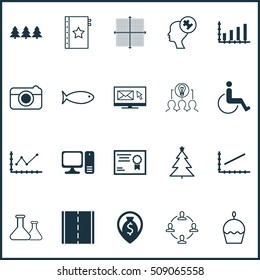 Set Of 20 Universal Editable Icons. Includes Elements Such As Chemical, Street, Newsletter And More