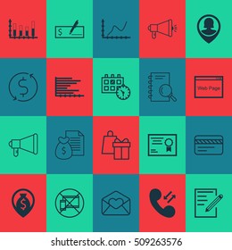 Set Of 20 Universal Editable Icons. Can Be Used For Web, Mobile And App Design. Includes Icons Such As Pin Employee, Money Navigation, Appointment And More.