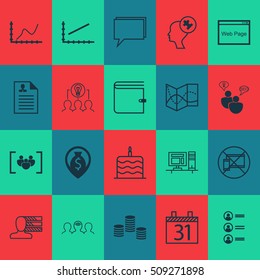 Set Of 20 Universal Editable Icons. Can Be Used For Web, Mobile And App Design. Includes Icons Such As Job Applicants, Money, Human Mind And More.
