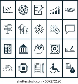 Set Of 20 Universal Editable Icons. Can Be Used For Web, Mobile And App Design. Includes Icons Such As Music, Sweet, Conference And More.