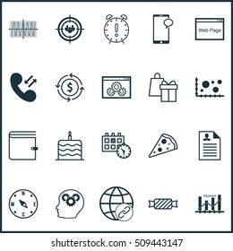 Set Of 20 Universal Editable Icons. Can Be Used For Web, Mobile And App Design. Includes Icons Such As Locate, Time Management, Keyword Optimisation And More.