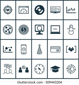 Set Of 20 Universal Editable Icons. Can Be Used For Web, Mobile And App Design. Includes Icons Such As Phone Conference, Discussion, Winter And More.