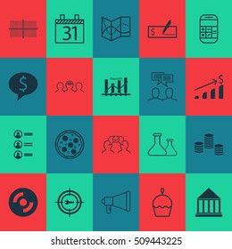 Set Of 20 Universal Editable Icons. Can Be Used For Web, Mobile And App Design. Includes Icons Such As Birthday Cake, Keyword Optimisation, Road Map And More.