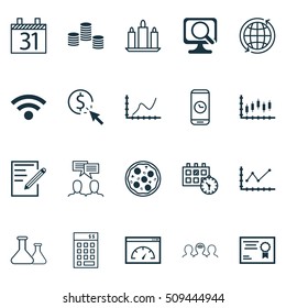 Set Of 20 Universal Editable Icons. Can Be Used For Web, Mobile And App Design. Includes Icons Such As Changes Graph, Loading Speed, Discussion And More.